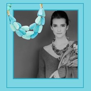 Shades of Turquoise Blue Bead Statement Necklace